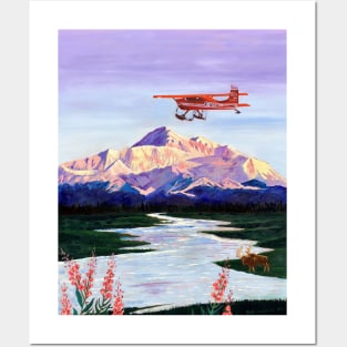 Denali Mountain Painting, K2 Aviation, Living Room Painting, Alaska Mountain, Gift for Pilot, Scott Clendaniel, Alaska Aviation, Mt McKinley Posters and Art